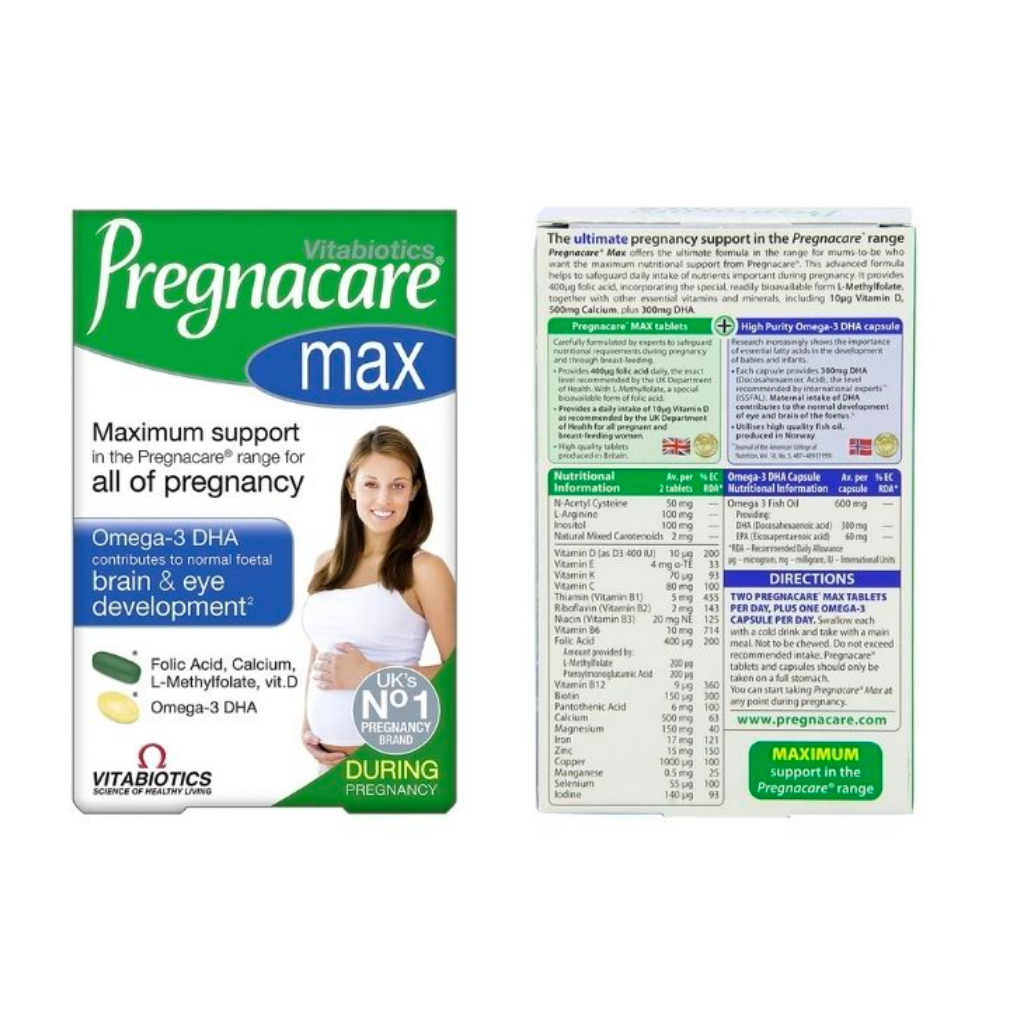 Vitamin tổng hợp cho bà bầu Pregnacare Max, Anh (84 viên) bổ sung Vitamin C, D3, DHA, Axit Folic