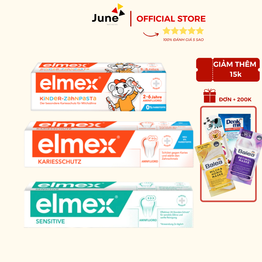 Kem đánh răng y tế Elmex - Nội địa Đức - Hạn chế sâu răng, giảm ê buốt, làm khỏe men răng cho người lớn và trẻ em