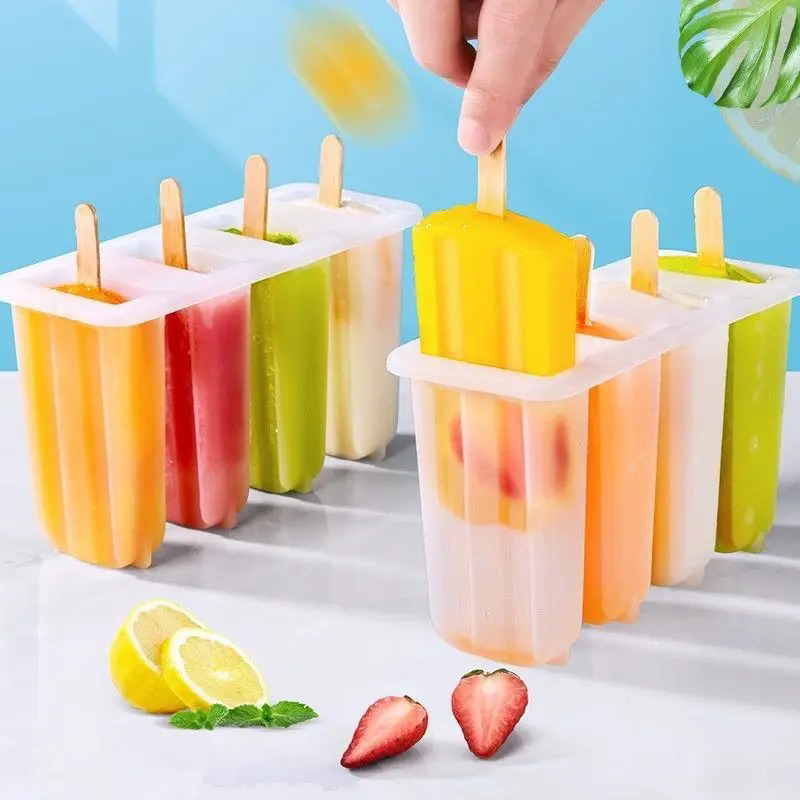 Khuôn làm kem nhựa 4 ô mini 11cm