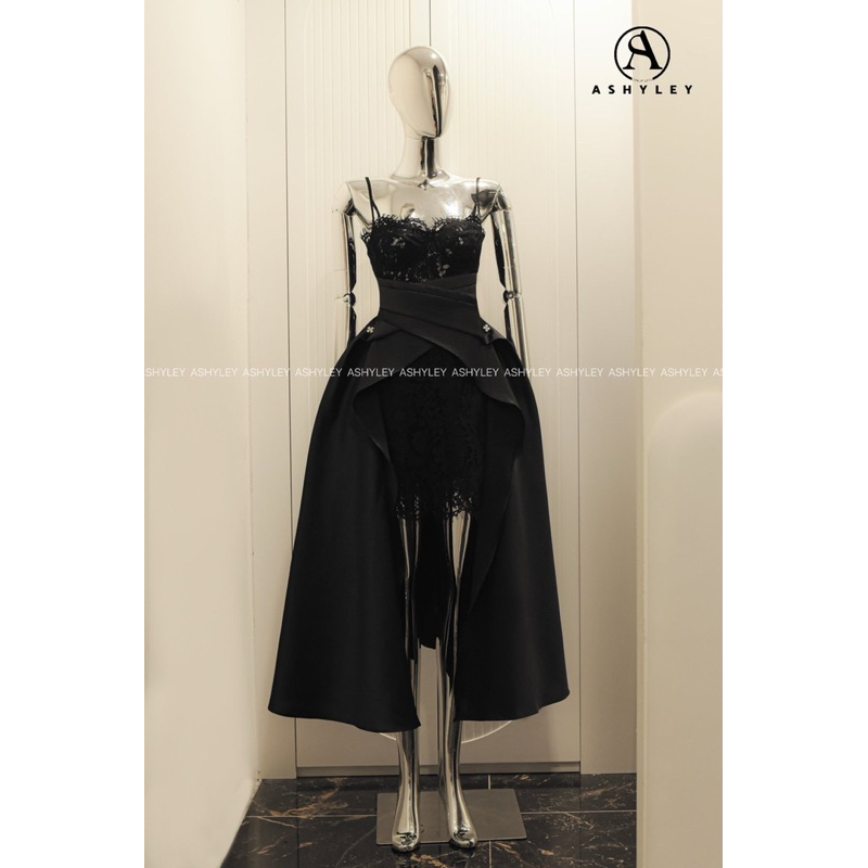 Váy thiết kế cúp ngực ren phối tafta xoè tà ASHELEY loại 1