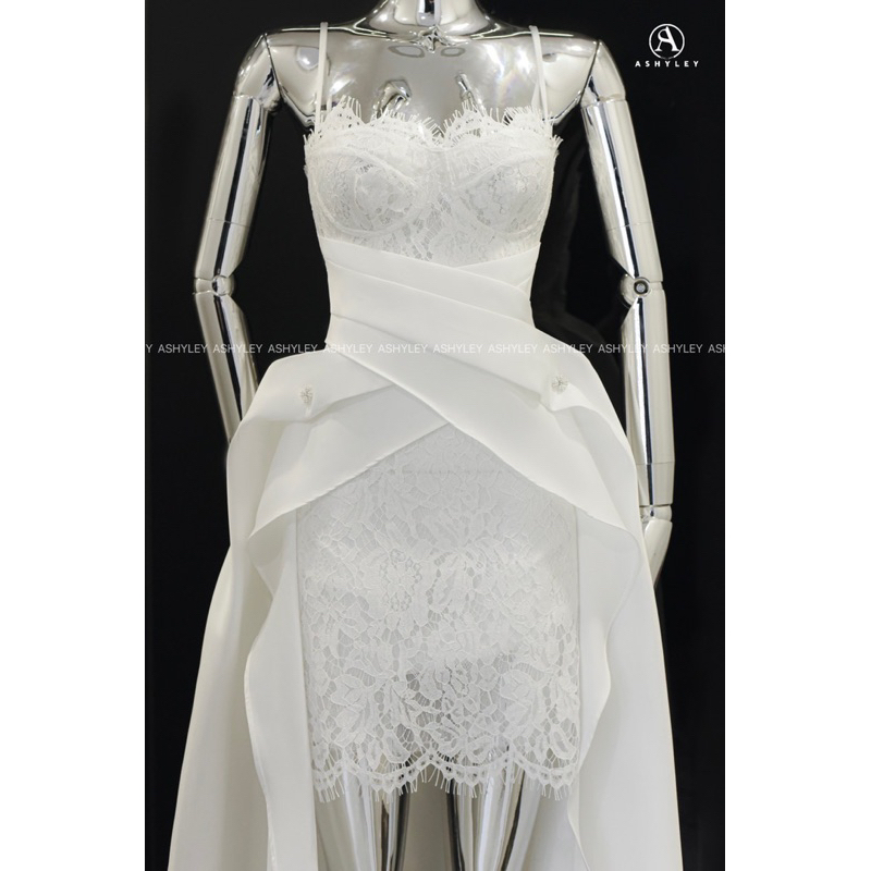 Váy thiết kế cúp ngực ren phối tafta xoè tà ASHELEY loại 1