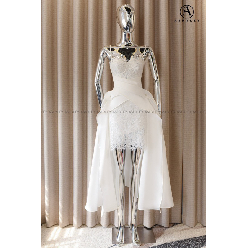 Váy thiết kế cúp ngực ren phối tafta xoè tà ASHELEY loại 1