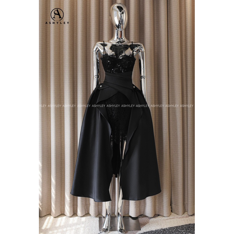 Váy thiết kế cúp ngực ren phối tafta xoè tà ASHELEY loại 1