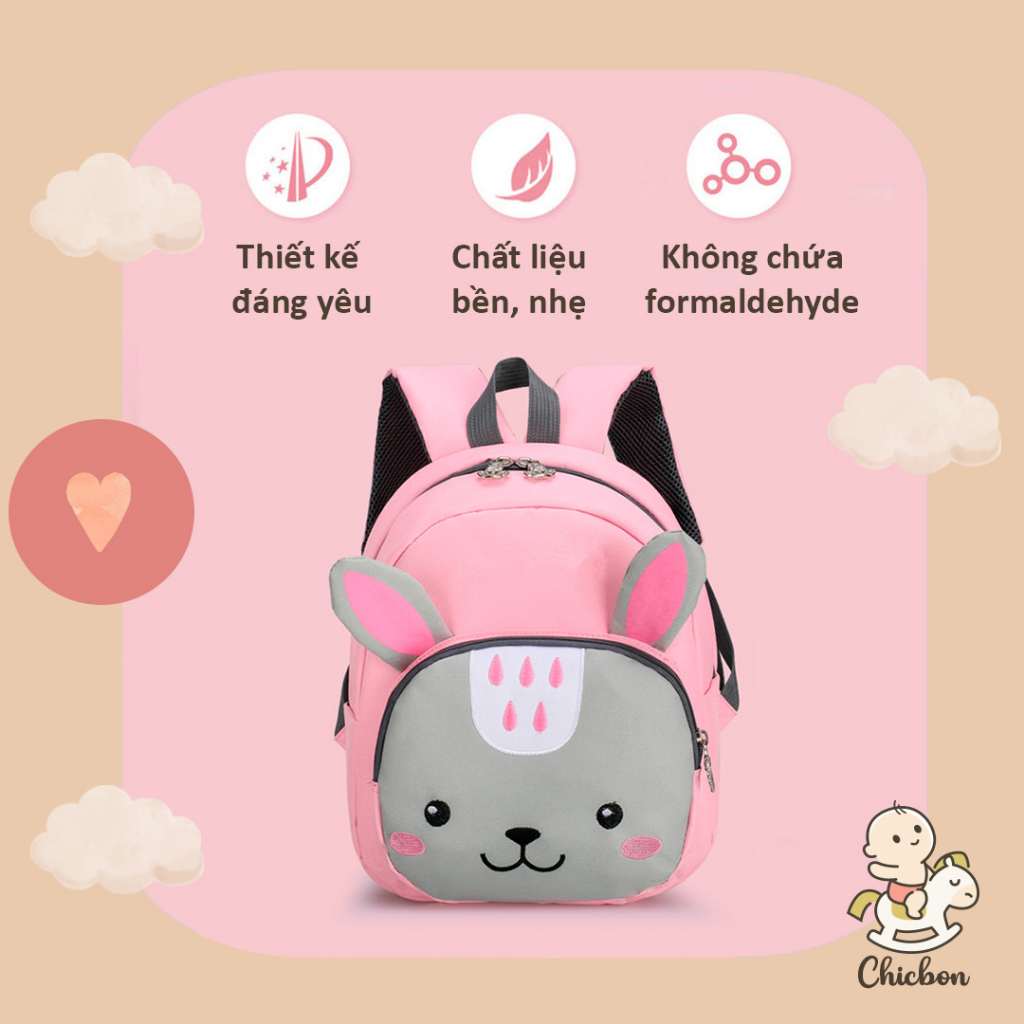 Balo trẻ em mẫu giáo, đi học, đi chơi cho bé trai, bé gái, phong cách Hàn Quốc, thiết kế hoạt hình dễ thương