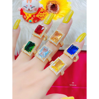 Nhẫn nữ mạ vàng đính đá màu gồm nhiều màu n978 - 118 - tubi cony - mang đi chơi, đi tiệc rất đẹp