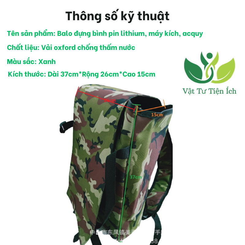 Balo chống thấm nước đựng bình pin lithium, bình acquy, máy kích chất lượng tốt.
