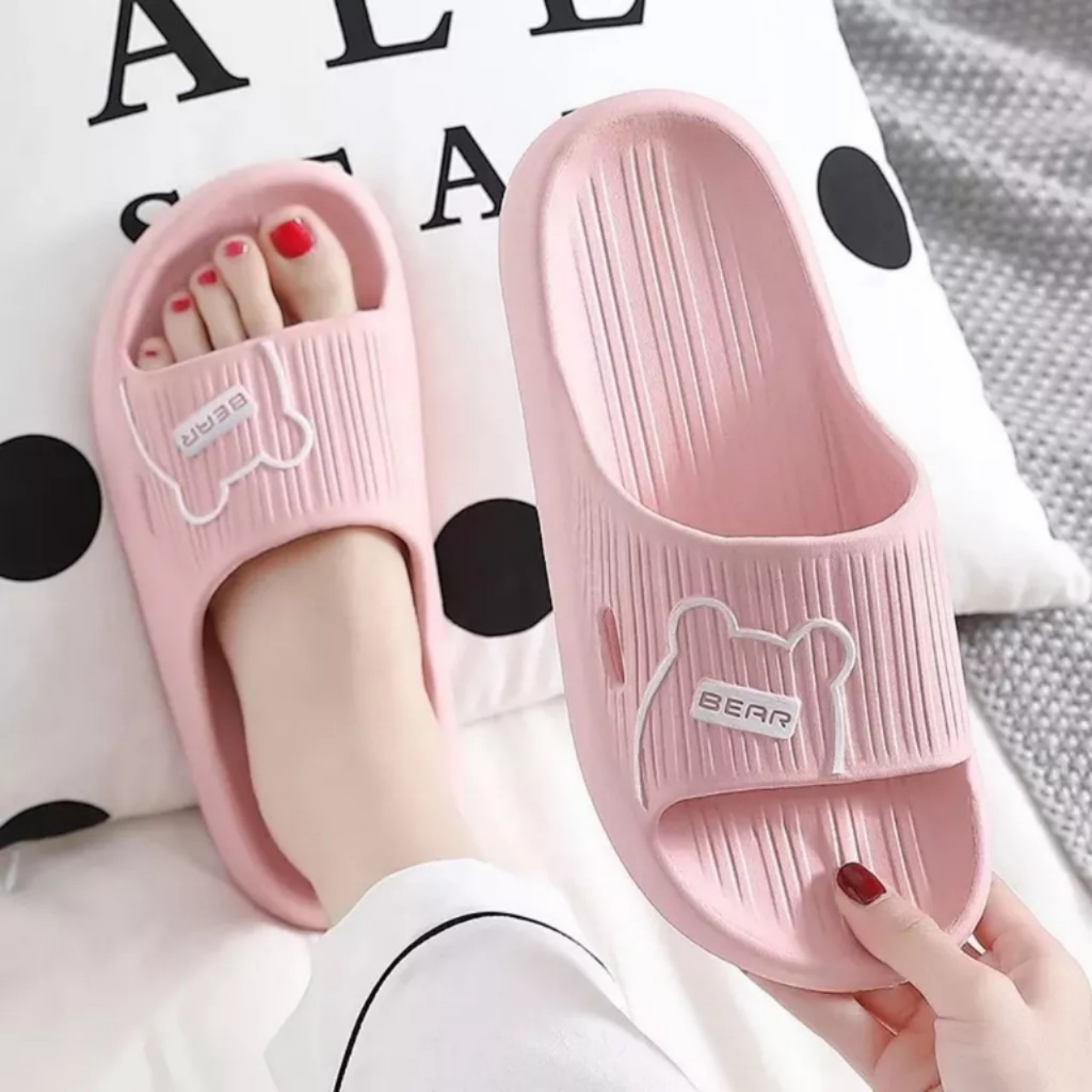 Dép quai ngang In Hình Gấu, đi trong văn phòng, dép đi trong nhà Gấu Bear , nhà tắm, đi biển