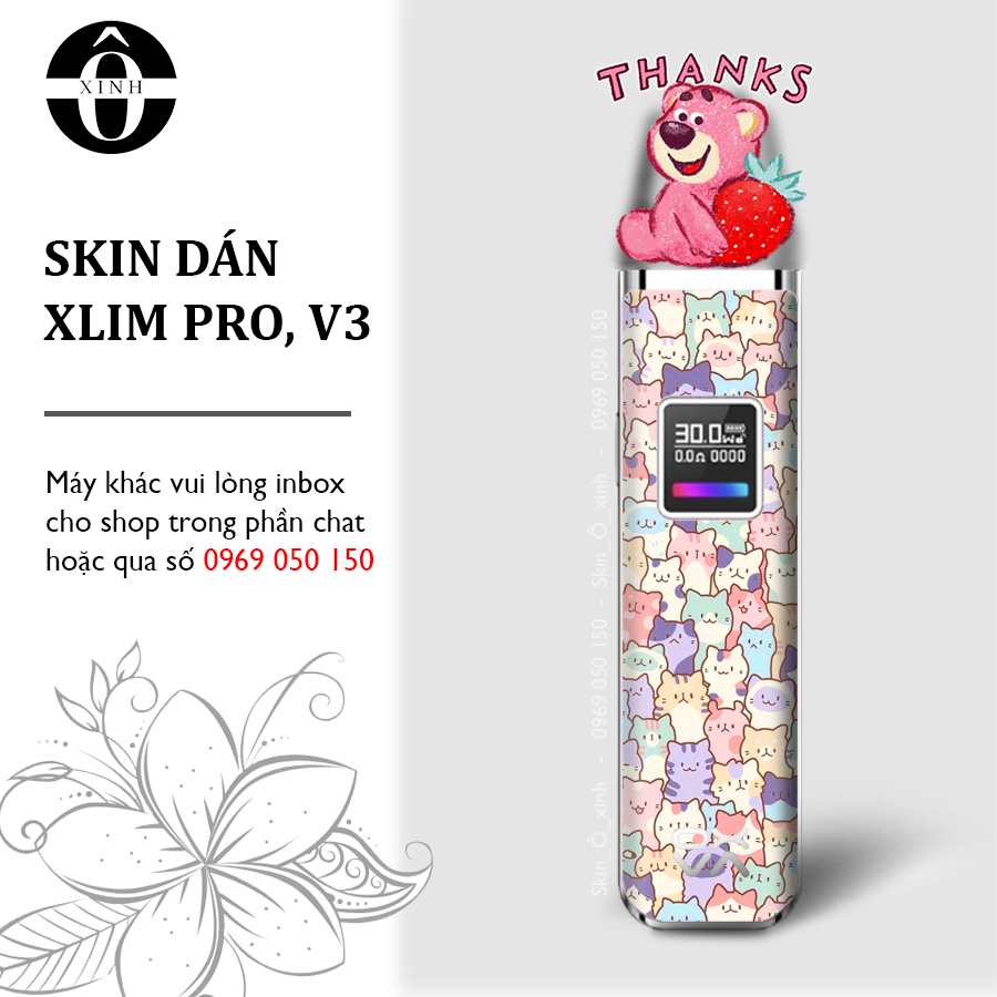 Miếng dán skin cho Xlim Pro/ V2 / favostix / riil x / feelin / avocado / gotek...in hình stic nhiều mẫu cực đẹp