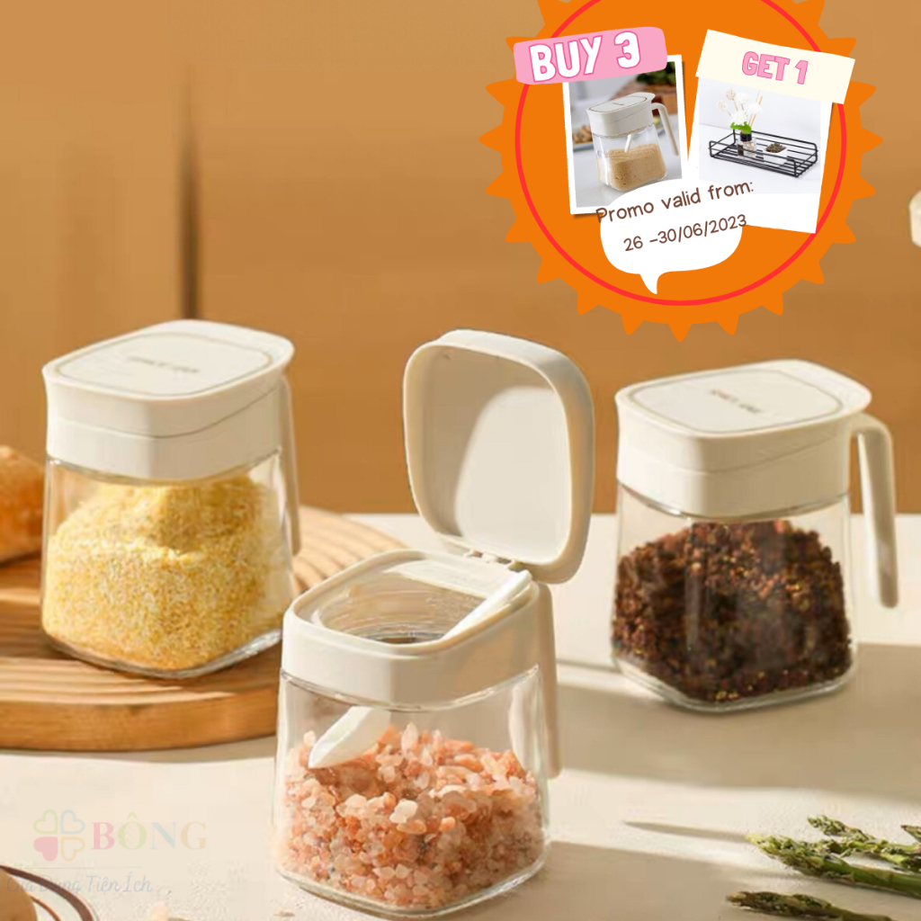 Hũ Thủy Tinh Đựng Gia Vị 300Ml + Tặng Kèm Muỗng