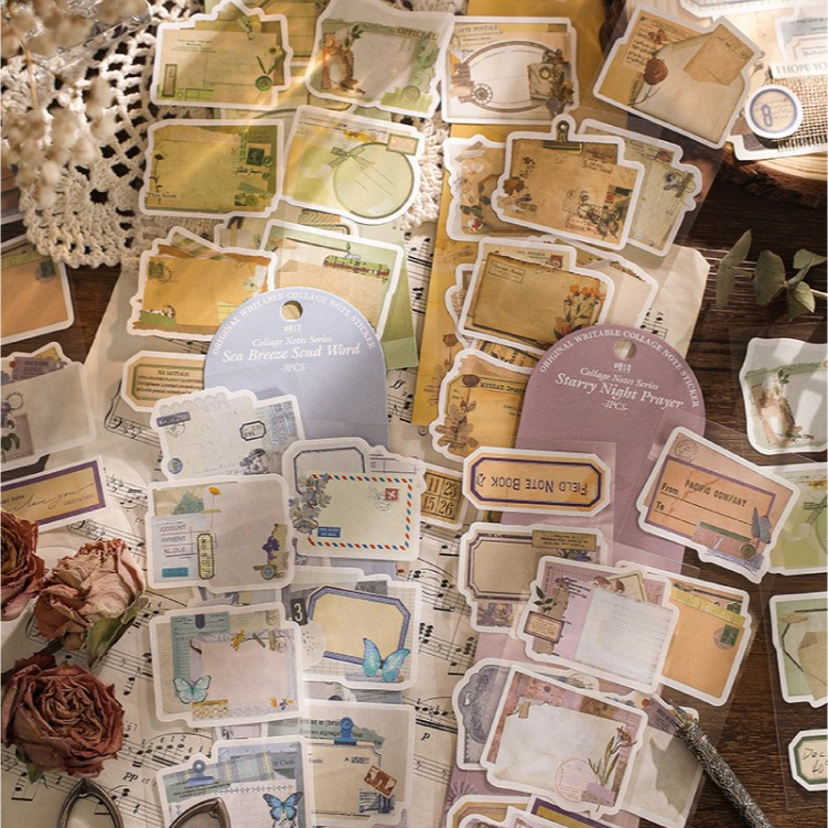 Set 24 tấm sticker KHUNG HOA BƯỚM MÀU PASTEL CỔ ĐIỂN VINTAGE dùng trang trí Sổ Bullet Journal, decor thư thiệp quà tặng