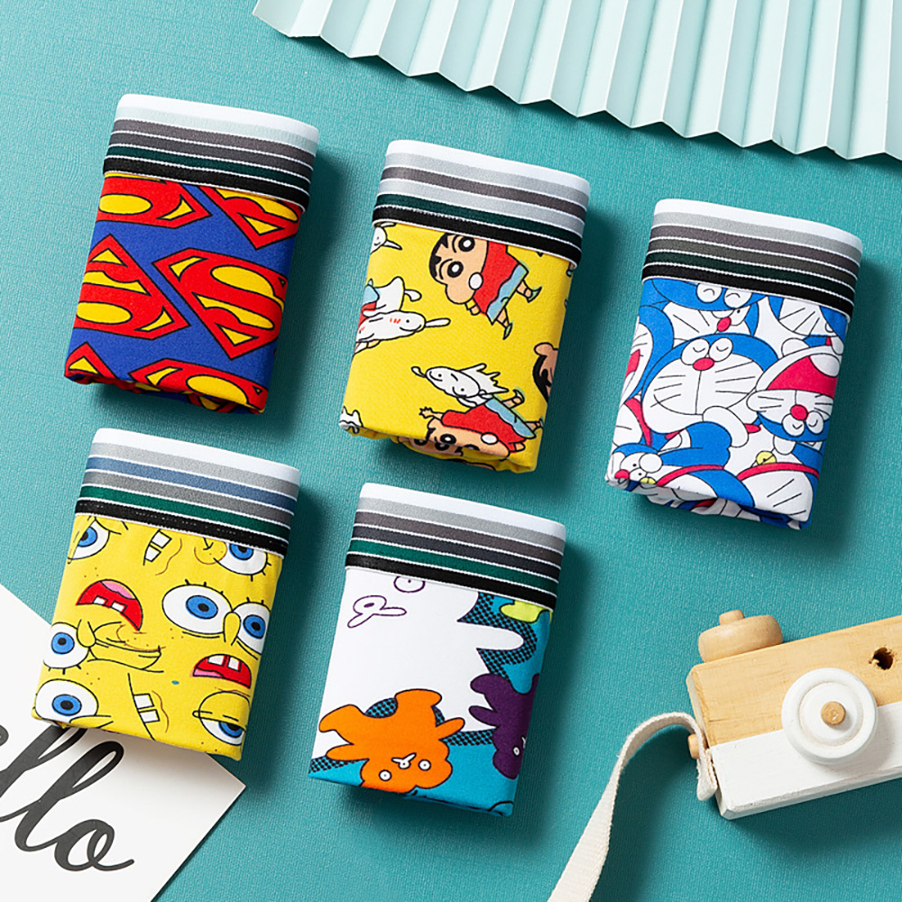Set 5 Quần sịp đùi nam hoạt hình CN1 boxer Doremon nhiều hình vải kháng chuẩn cao cấp Micado