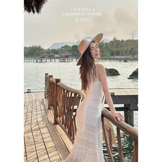 ĐẦM MAXI REN NƠ VAI KEM