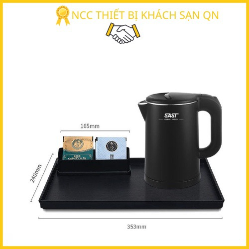 Khay để ấm siêu tốc kết hợp khay nhỏ liền để gói trà, cà phê dùng trong phòng khách sạn, nhà nghỉ