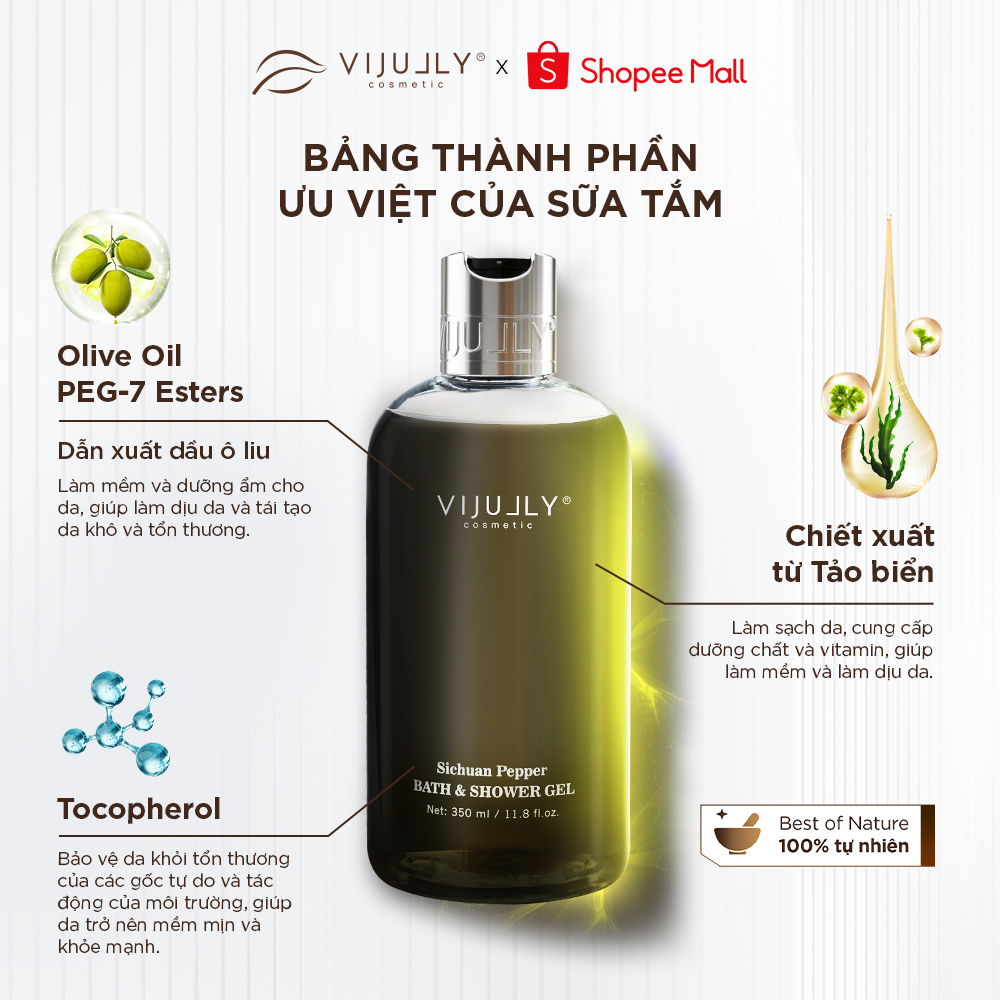 Sữa tắm Vi Jully Dưỡng da hương nước hoa dành cho Nam 350ml (Sichuan Pepper)