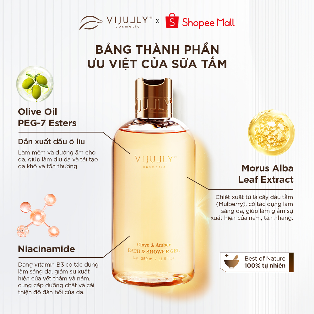 Sữa tắm Dưỡng da hương nước hoa Vi Jully 350ml (Clove & Amber)