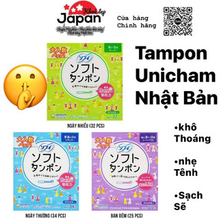 Siêu Thấm Hút Tampon Unicharm Nhật Bản Khô Thoáng Dịu Nhẹ Siêu Sạch