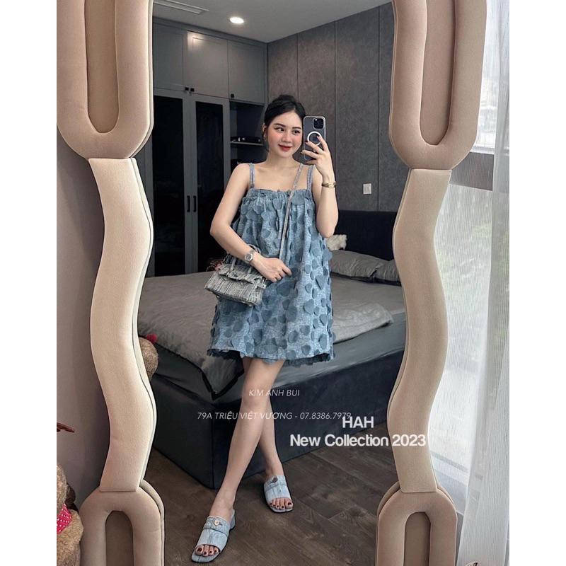 Váy Jean Hai Dây Đính Tim Siêu Xinh Mã DP1226