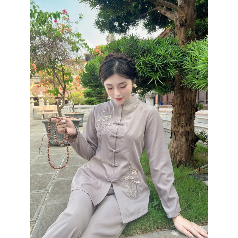 Bộ phật tử đi chùa,Bộ bà ba cách tân,Đồ lam túi lụa cao cấp