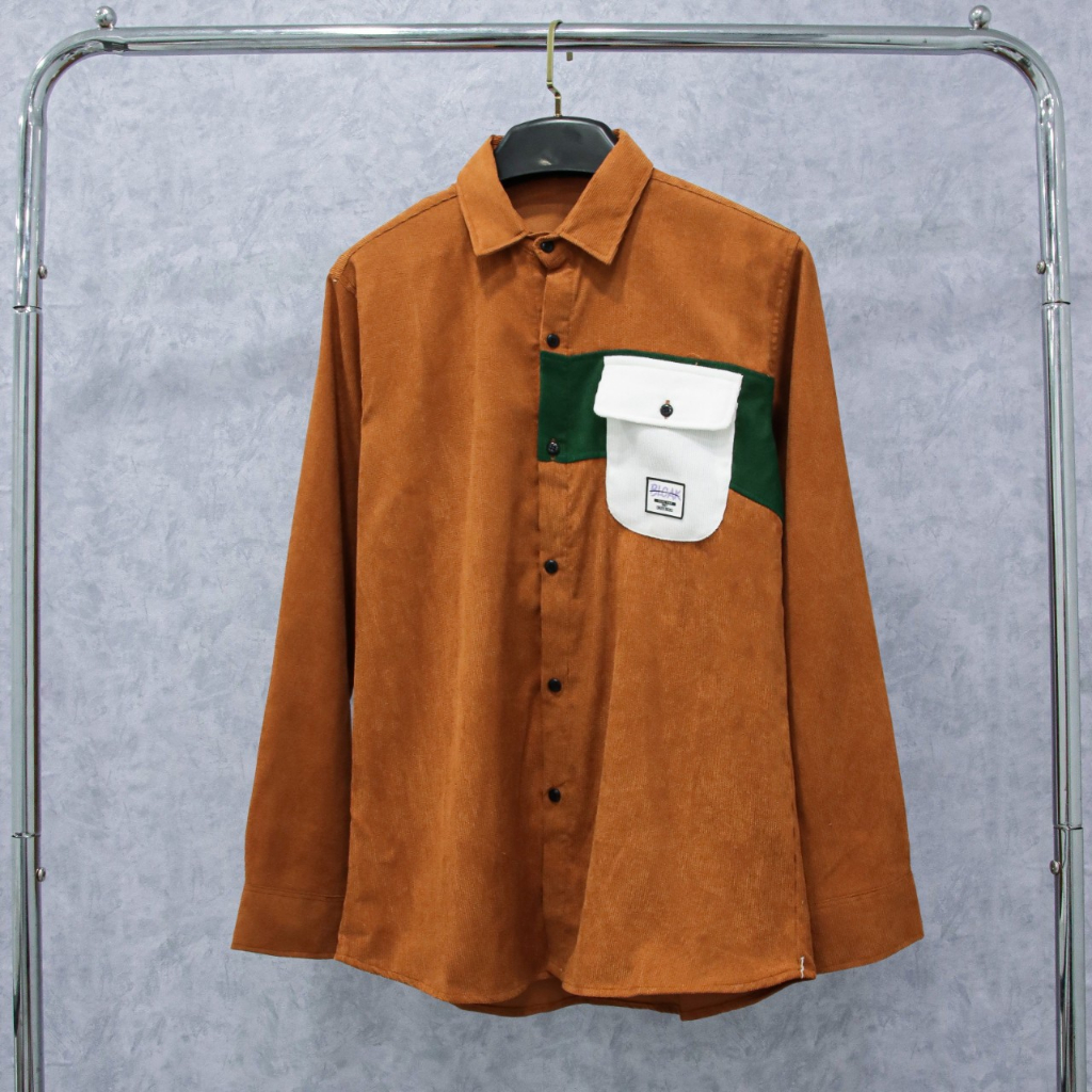 Áo sơ mi tay dài nam nữ dáng rộng cao cấp vải nhung tăm phối túi thời trang mẫu mới N77 FASHION | BigBuy360 - bigbuy360.vn