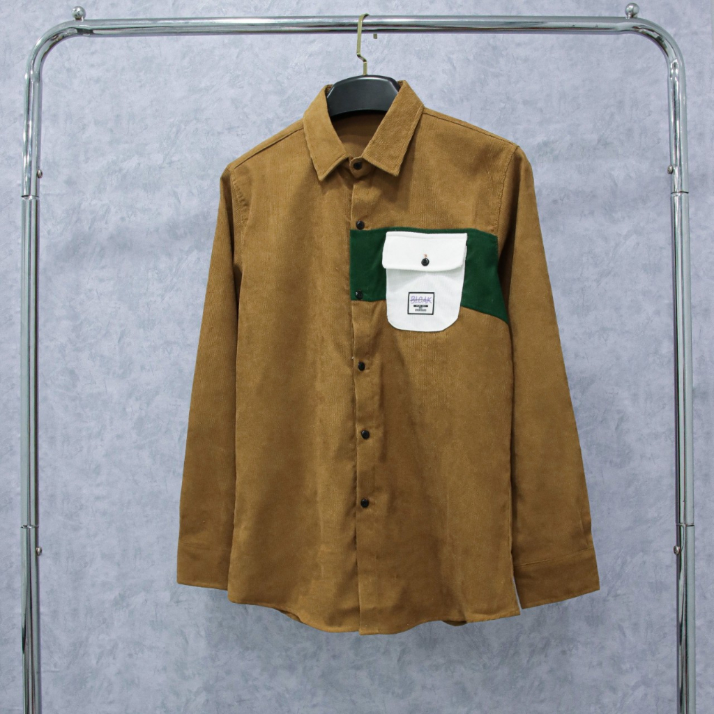 Áo sơ mi tay dài nam nữ dáng rộng cao cấp vải nhung tăm phối túi thời trang mẫu mới N77 FASHION | BigBuy360 - bigbuy360.vn