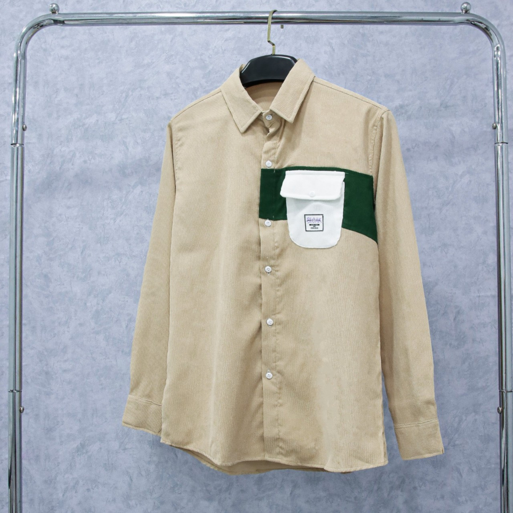 Áo sơ mi tay dài nam nữ dáng rộng cao cấp vải nhung tăm phối túi thời trang mẫu mới N77 FASHION | BigBuy360 - bigbuy360.vn