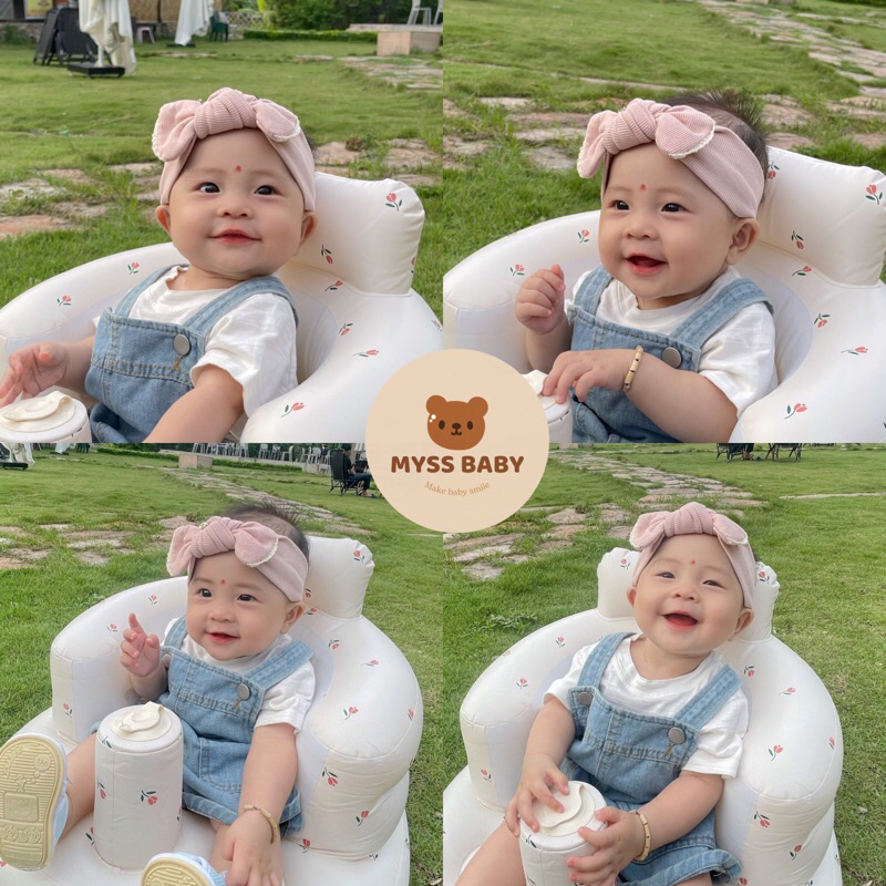 Băng đô nơ viền ren MYSS BABY turban bé gái
