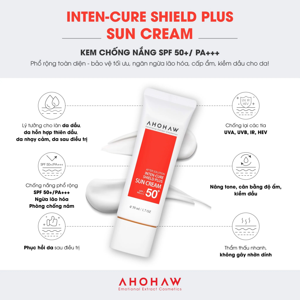 Kem Chống Nắng SPF 50+/PA+++ Inten-Cure Shield Plus Sun Cream ( 50gr )