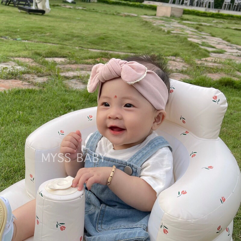 Băng đô nơ viền ren MYSS BABY turban bé gái