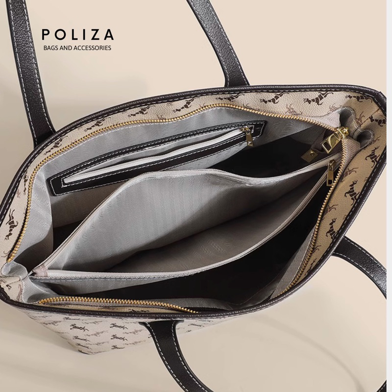 Túi Xách Nữ Đeo Vai Classic Hoạ Tiết Size 34-POLIZA