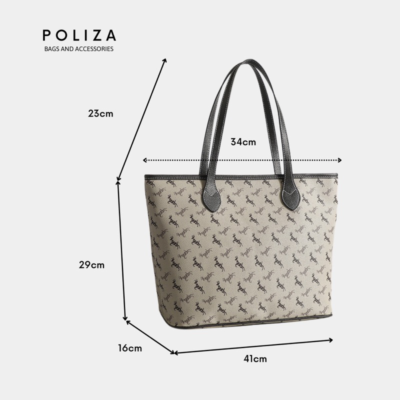Túi Xách Nữ Đeo Vai Classic Hoạ Tiết Size 34-POLIZA