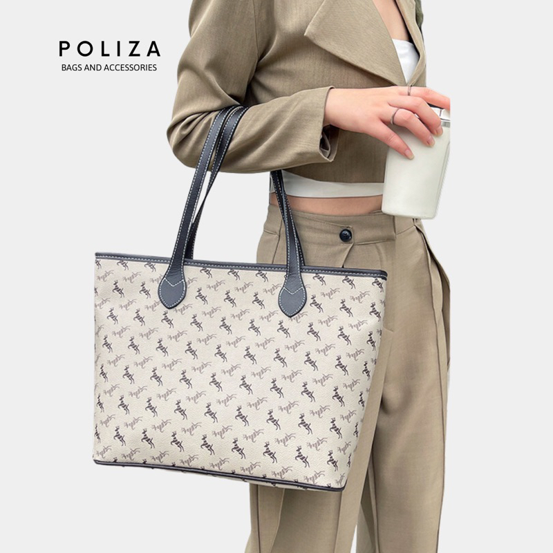 Túi Xách Nữ Đeo Vai Classic Hoạ Tiết Size 34-POLIZA