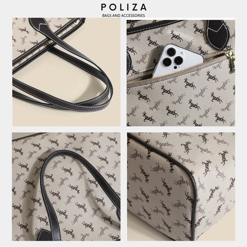 Túi Xách Nữ Đeo Vai Classic Hoạ Tiết Size 34-POLIZA