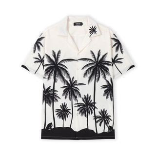 Áo sơ mi TOPGU họa tiết Cây Dừa, sơ mi Cuban shirt vải lụa thoáng mát form xuông