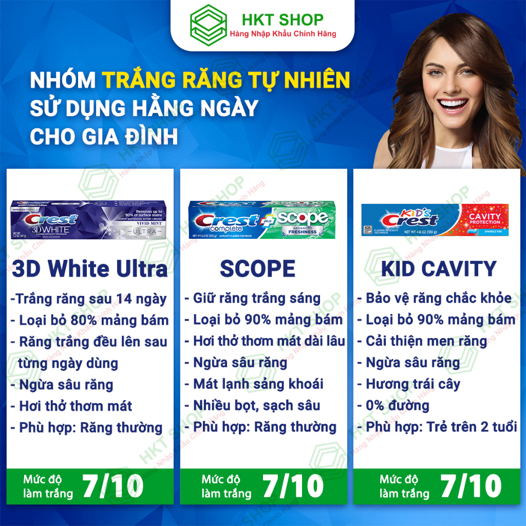 Kem đánh răng CREST 3D WHITE Mỹ_Trắng răng vượt trội- HKT Shop