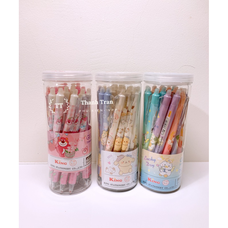 Lon 20 cây bút gel bấm tẩy xoá được mẫu siêu xinh  ngòi 0.5mm