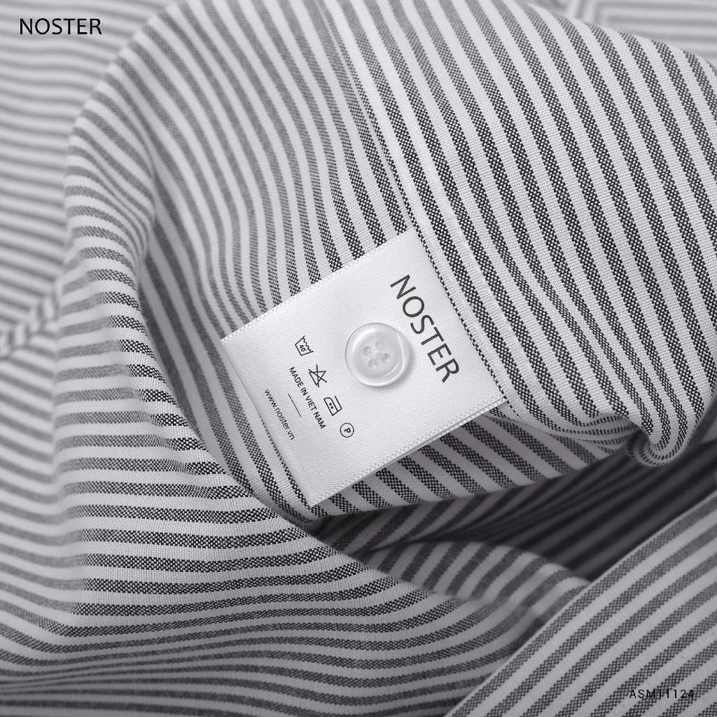 Áo sơ mi kẻ, thêu logo, vải oxford dầy dặn, phom dáng regular fit thoải mái - Thương hiệu Noster ASM11124