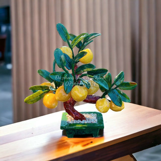 Cây đào phong thủy, Cây đào đá ngọc hoàng long dài 12cm quả - cao 30cm