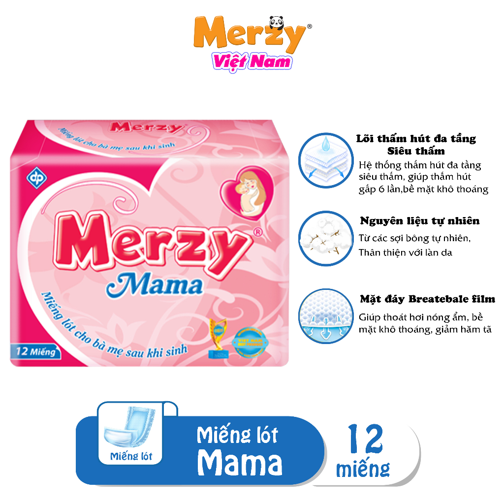 Tấm Lót Merzy Mama Cho Mẹ Sau Khi Sinh, Băng Vệ Sinh Cho Phụ nữ Sau Sinh Mềm Mại Khô Thoáng