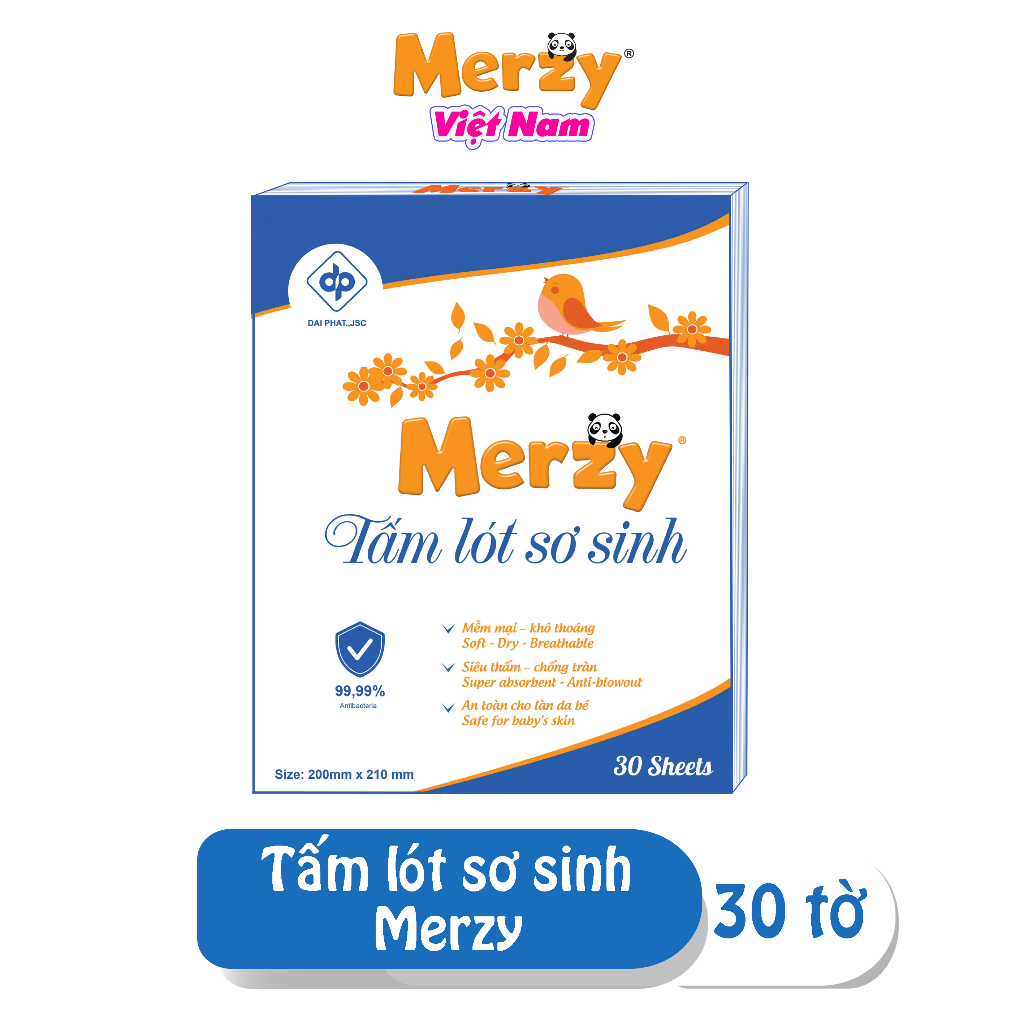 Tấm Lót Sơ Sinh Merzy Cho Bé Mềm Mại Siêu Thấm, Tấm Lót Cho Bé Mới Sinh An Toàn Tiện Dụng