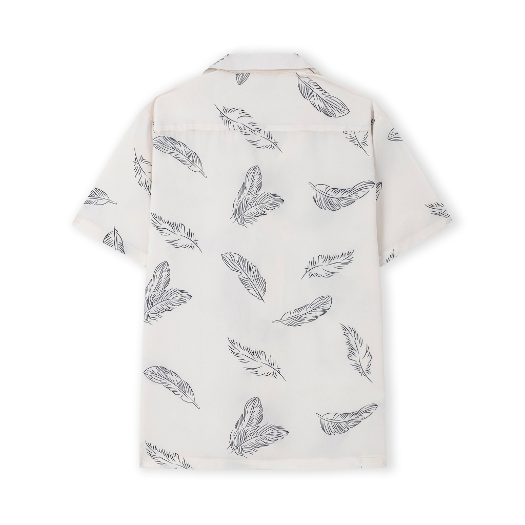 Áo sơ mi TOPGU họa tiết Lông Vũ, vải lụa thoáng mát không nhăn, form regular