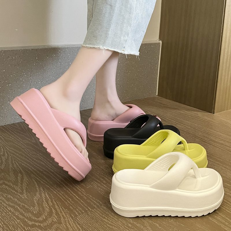 Dép đi biển xỏ ngón đế cao 7cm Cao su Eva,Dép tông nữ đế dày độn đế 7cm
