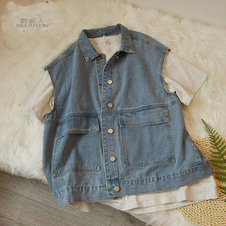 Áo Khoác Bò Không Tay Gile Túi Bự Cá Tính Y2K Unisex Nam Nữ