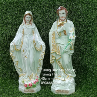 Bộ 2 tượng Đức mẹ ban ơn Thánh Giuse 40cm dạ quang quà tặng công giáo