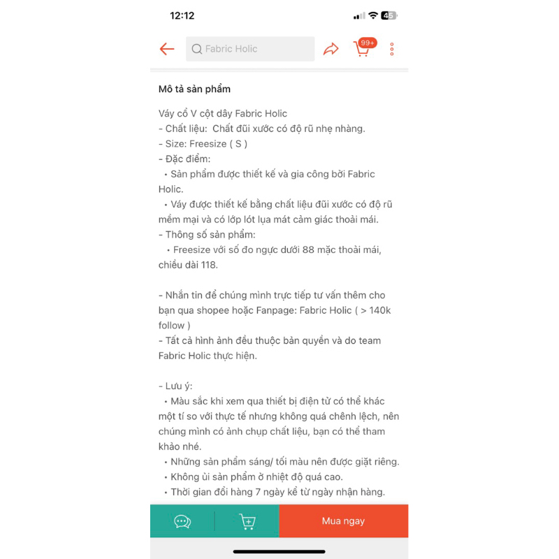 Váy cột dây Hồng Faric Holic