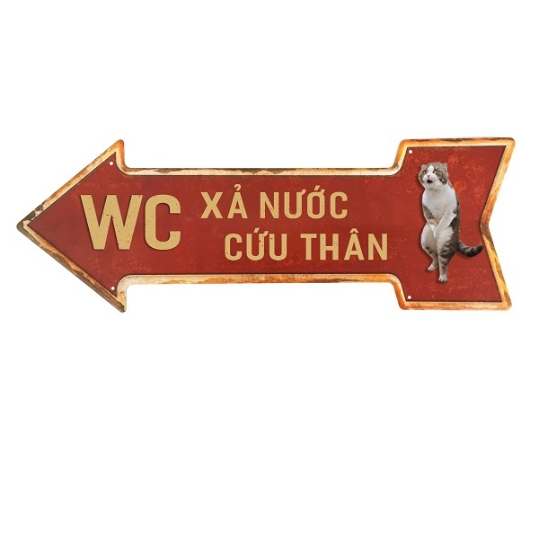 Mũi tên sắt chỉ hướng nhà vệ sinh/ WC/ Toilet treo tường trang trí retro vinatge độc đáo và sang chảnh