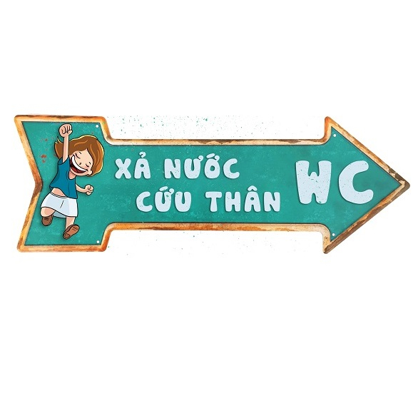 Mũi tên sắt chỉ hướng nhà vệ sinh/ WC/ Toilet treo tường trang trí retro vinatge độc đáo và sang chảnh