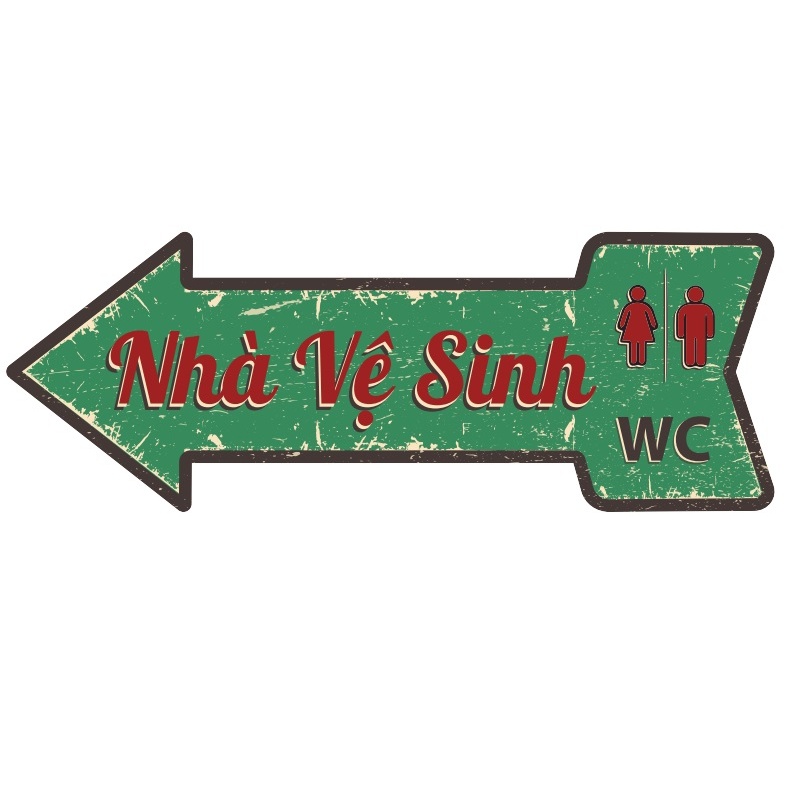 Mũi tên sắt chỉ hướng nhà vệ sinh/ WC/ Toilet treo tường trang trí retro vinatge độc đáo và sang chảnh