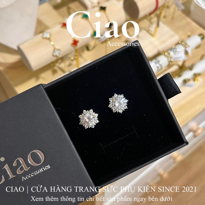 Khuyên tai/ Bông tai mạ bạc S925 thiết kế đính đá sang trọng Lucifer Ciao