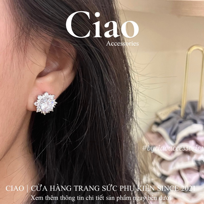 Khuyên tai/ Bông tai mạ bạc S925 thiết kế đính đá sang trọng Lucifer Ciao