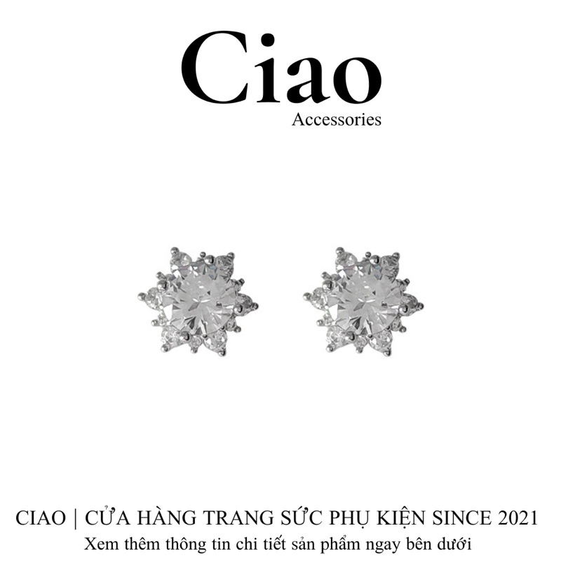 Khuyên tai/ Bông tai mạ bạc S925 thiết kế đính đá sang trọng Lucifer Ciao